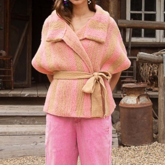 POL💗Belted Short Sleeve Cardigan💗 - Picture 4 of 5